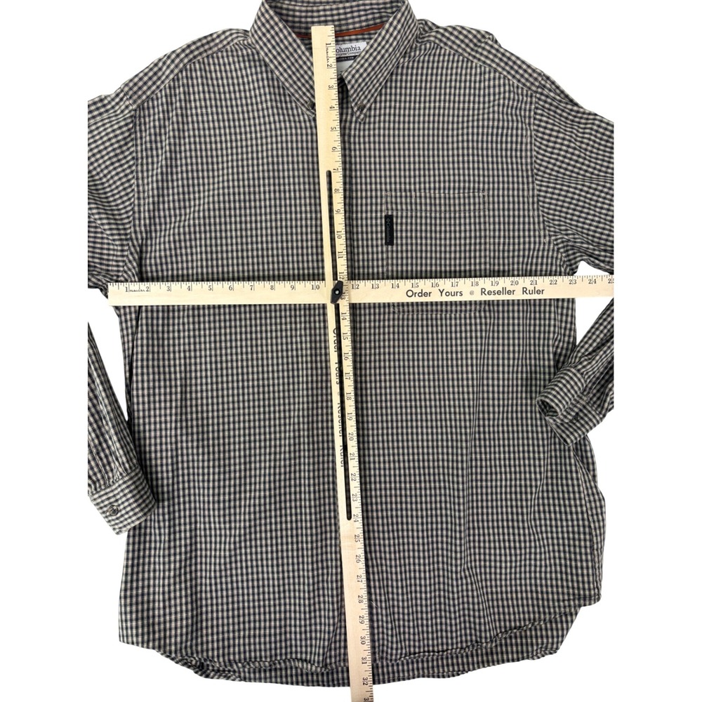 Columbia Men's Long Sleeve Button Down Shirt XL Micro Check Tan Black XM7938 - Picture 5 of 7